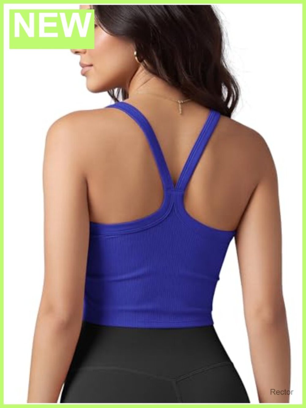 Seamless Ribbed Crop Cami Tank Wide Scoop Neck Racerback